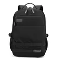 Modern black business laptop backpack with durable nylon fabric and large capacity compartments - Black