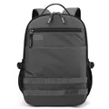 Deep grey water-resistant nylon business laptop backpack with multiple storage compartments - Gray
