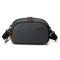 Donkergrijze cross-body reistas met ritssluitingen en oranje stiksels voor heren en dames - Grijs