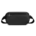 Waterproof black crossbody bag for men with multi-functional pockets and industrial style - Black