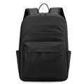Mochila de negocios minimalista negra impermeable con bolsillo frontal oculto y correas - Negro