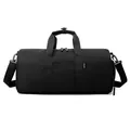 Bolsa de fitness negra minimalista de gran capacidad con separación seco-húmedo y correa - Negro