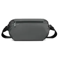 Waterproof charcoal grey crossbody bag with adjustable strap and front zipper detail - Gray