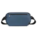 Waterproof navy blue crossbody sling bag for men with adjustable nylon strap and logo - Dark Blue