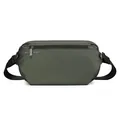 Waterproof dark green crossbody chest bag with adjustable nylon strap and front zip pocket - Army Green