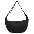 Borsa a tracolla nera a mezzaluna minimalista con doppia zip e tracolla regolabile - Nero