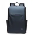Waterproof navy blue business backpack with matte texture and hidden front zipper pocket - Dark Blue