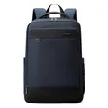 Marineblauer wasserdichter Business-Laptop-Rucksack mit schwarzen Lederakzenten und Griff - Dunkelblau