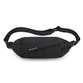 Black waterproof nylon motor-style sling bag with geometric panels and adjustable buckle strap - Solid Black