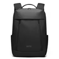 Waterproof black business laptop backpack with ergonomic straps and sleek front dual zippers - Black