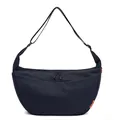 Borsa a tracolla a mezzaluna blu navy minimalista con tracolla regolabile ed etichetta - Blu scuro