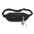Black sporty waist bag with neon yellow buckle and durable nylon strap on white background - With Pendant / Solid Black
