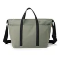 Bolso tote verde salvia con asas de cincha negras y correa ajustable para el hombro - Verde