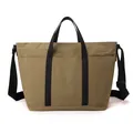 Grand sac fourre-tout minimaliste en nylon kaki avec sangles noires et bandoulière - Marron