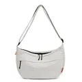 Sac bandoulière gris clair grande capacité avec sangle réglable et détail orange vif - Blanc Cassé