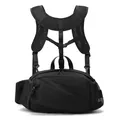 Versatile black outdoor sports waist bag with adjustable harness system and mesh pockets - Black