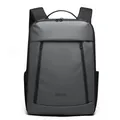 Business laptop backpack in dark grey water-resistant fabric with black straps - Gray