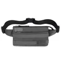 Waterproof dark grey nylon waist bag with adjustable strap and durable buckle - Gray