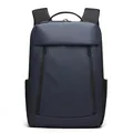 Dark blue business laptop backpack with waterproof nylon fabric and multiple zip pockets - Dark Blue