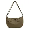 Sac croissant vert olive de grande capacité en nylon avec bandoulière ajustable - Marron