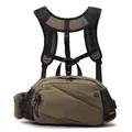 Versatile olive green tactical waist bag with adjustable breathable mesh shoulder straps - Brown