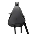 Dark grey geometric crossbody sling bag in matte waterproof fabric for outdoor sports - Gray
