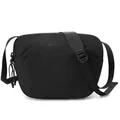 Minimalistische schwarze Umhängetasche aus mattem Nylon mit verstellbarem Gurt und Logo - Schwarz