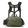 Unisex army green tactical waist bag with H-shaped breathable mesh shoulder straps - Army Green