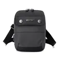 Minimalist grey and black crossbody bag for men featuring WePower logo and rivets - Gray (1680D Fabric)