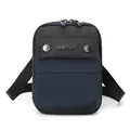 Navy blue nylon crossbody messenger bag with black leather accent and wide strap - Dark Blue (1680D Fabric)