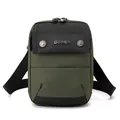 Minimalist small crossbody bag in army green with black nylon strap and metal logo - Army Green (900D Film Fabric)