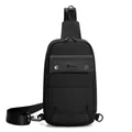 Borsa a tracolla nera da uomo in nylon con cinturino regolabile e fibbie in metallo - Stile Texture 9805A / Nero