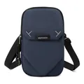 Dark blue mini crossbody bag with adjustable nylon strap and waterproof texture fabric - Dark Blue