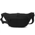 Marsupio sportivo da uomo in nylon nero con tracolla regolabile per outdoor - Nero