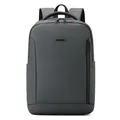 Dark grey business laptop backpack with honeycomb texture and ergonomic padded straps - Gray