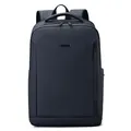 Modern navy blue business backpack in durable synthetic fiber with hidden zipper - Dark Blue