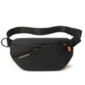 Minimalistische schwarze wasserdichte Sport-Bauchtasche mit orangem Reißverschlusszug - Schwarz