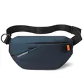 Dunkelblaue Sport-Gürteltasche mit schwarzem Gurt und orangefarbenem Detail - Dunkelblau