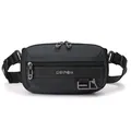 Riñonera de nailon negro impermeable con correa ajustable para deportes al aire libre - Gris