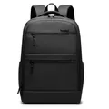 Black business laptop backpack with ergonomic straps and multiple zipper compartments - Black