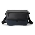 Blue and black two-tone messenger bag with WEPOWER logo and techwear aesthetic - Dark Blue