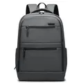 Gray business backpack with durable water-resistant fabric and multiple zippered pockets - Gray