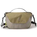 Minimalist crossbody bag in olive green and light gray with woven rope detail - Khaki