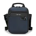 Borsa a tracolla uomo blu scuro in nylon per affari con finiture in pelle - Piccolo Grigio