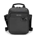 Borsa a tracolla business grigio scuro in tessuto resistente con varie zip - Piccolo Blu Scuro