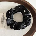 Elegant black satin scrunchie with sparkling rhinestones and silver beads embellishment - Black