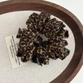 Leopard print fabric scrunchie with Hand Made tag for a stylish ponytail look - Beige Leopard (Style D)