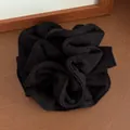 Retro black waffle knit scrunchie for women with high-quality textured pleated fabric - Waffle Texture / Black