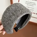 Thick greyish-brown knit sponge headband with textured fabric and non-slip lining - Intelligent Coffee