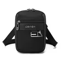 Sac à bandoulière noir minimaliste en tissu Oxford avec sangle réglable et logo - Noir